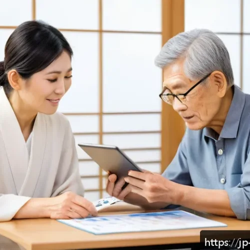 장애인재활상담사 윤리 이슈 - A professional rehabilitation counselor attentively explaining a care plan to an elderly Japanese cl...