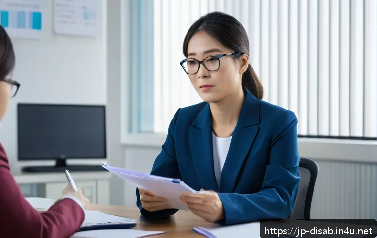 장애인재활상담사 자격증 취득 과정 - A professional Japanese rehabilitation counselor in a modern hospital setting, wearing smart casual ...