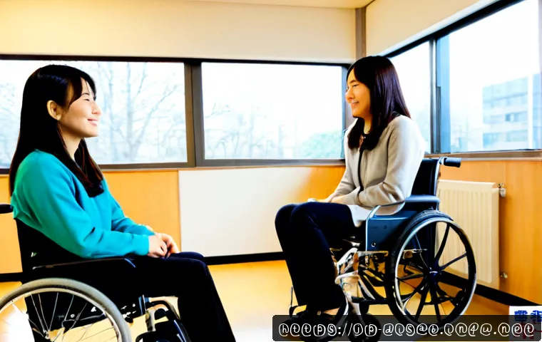 장애인재활상담사 전공 선택 이유 - Photorealistic Japanese university counseling classroom, a compassionate young adult student sitting...